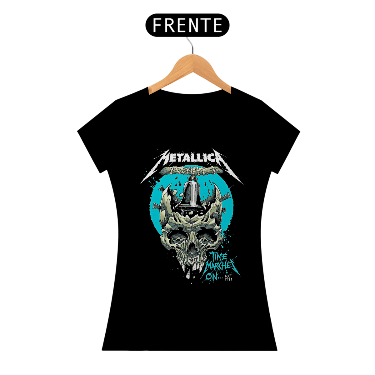 Nome do produto: Camiseta Feminina For Whom The Bell Tolls | Estampa Banda Metallica | Rock