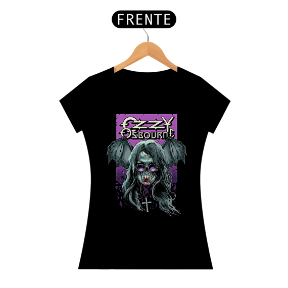 Camiseta Feminina Morcego das Trevas Estampa Banda Ozzy Osbourne | Rock