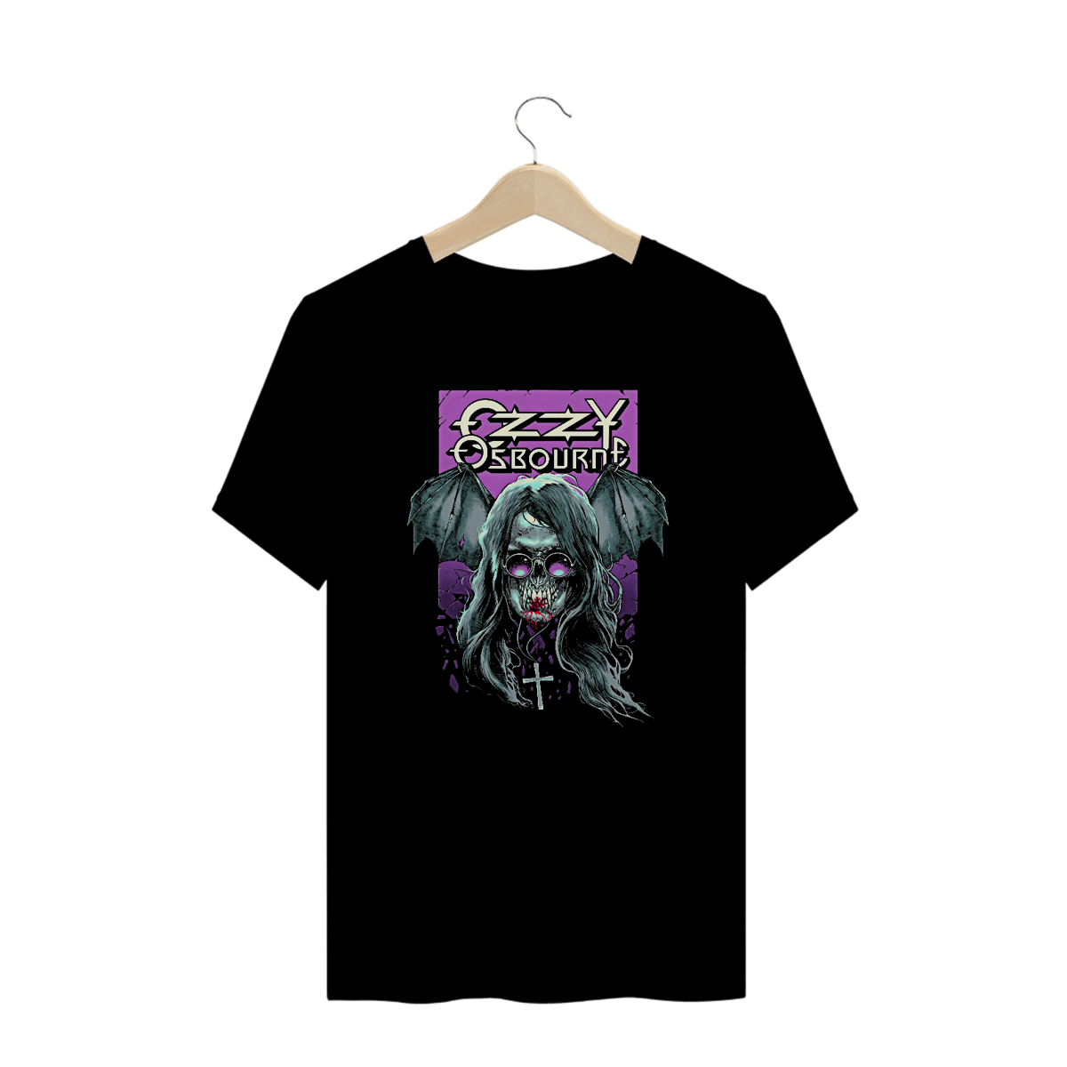 Nome do produto: Camiseta Plus Size Morcego das Trevas Estampa Banda Ozzy Osbourne | Rock