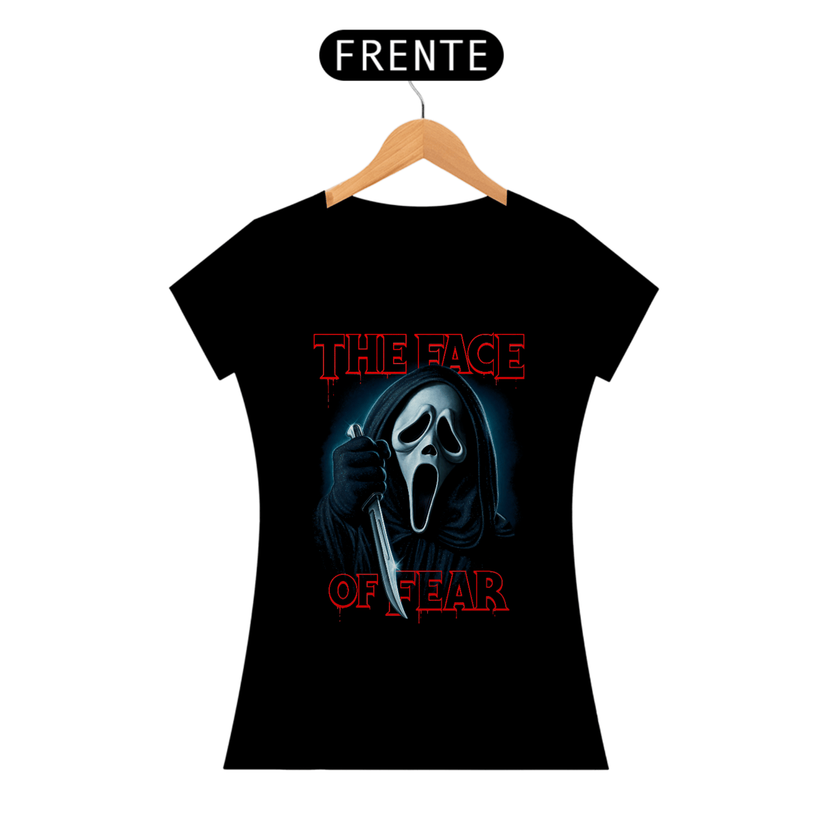 Nome do produto: Camiseta Feminina Pânico - A Face do Medo Estampa Filme Terror