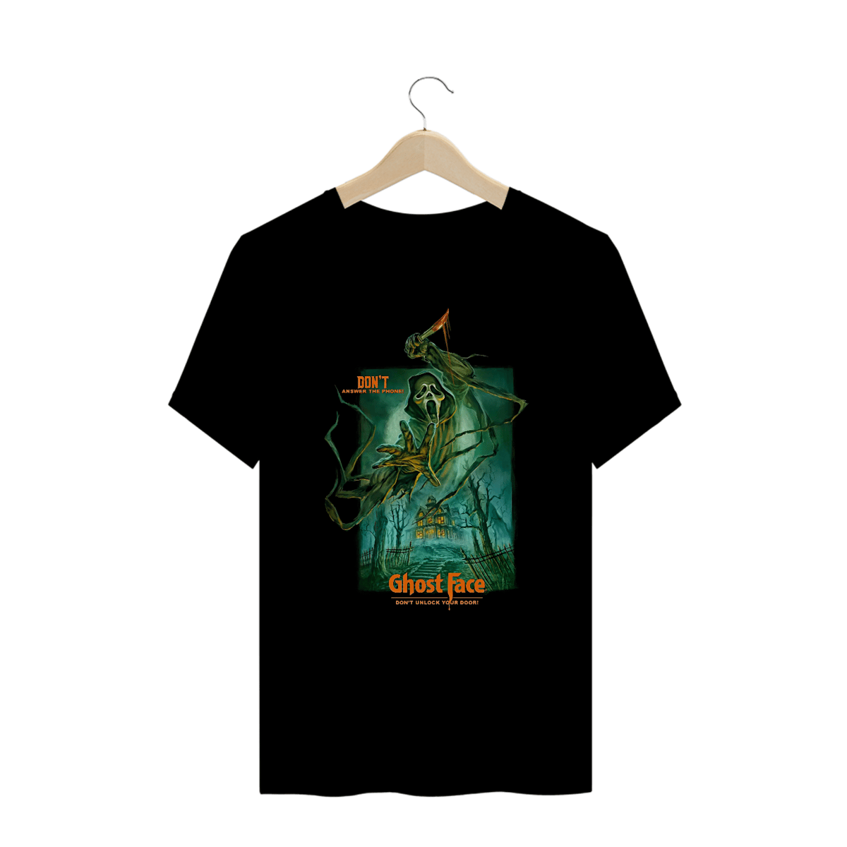 Nome do produto: Camiseta Plus Size Não atenda o Telefone Estampa Pânico Filme Terror