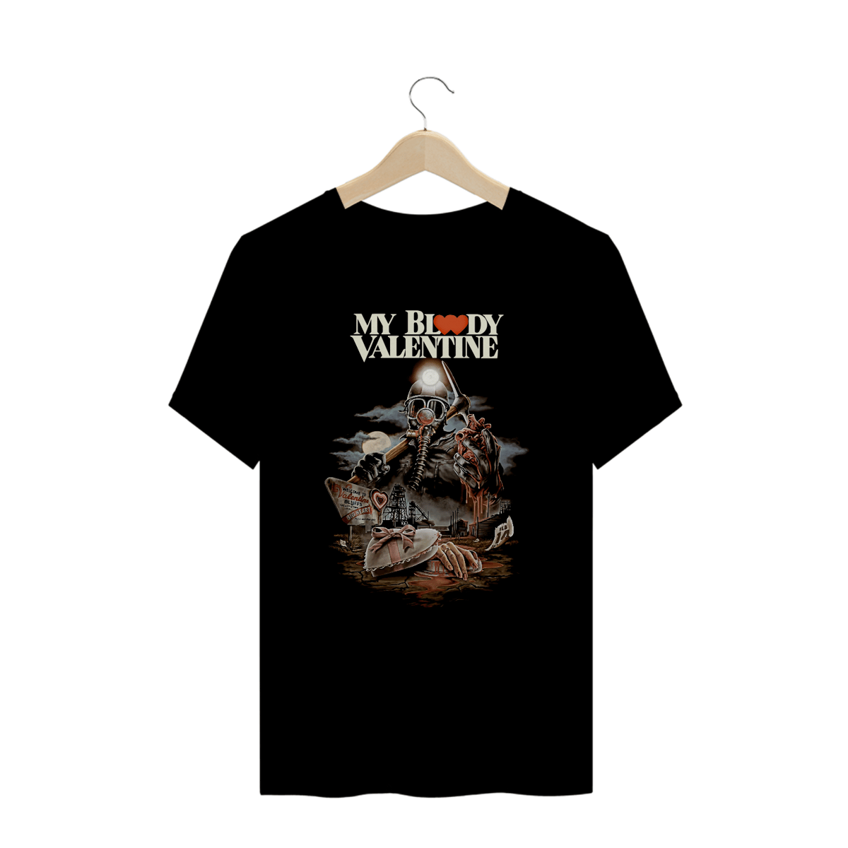 Nome do produto: Camiseta Plus Size Dia dos Namorados Macabro Estampa Filme Terror