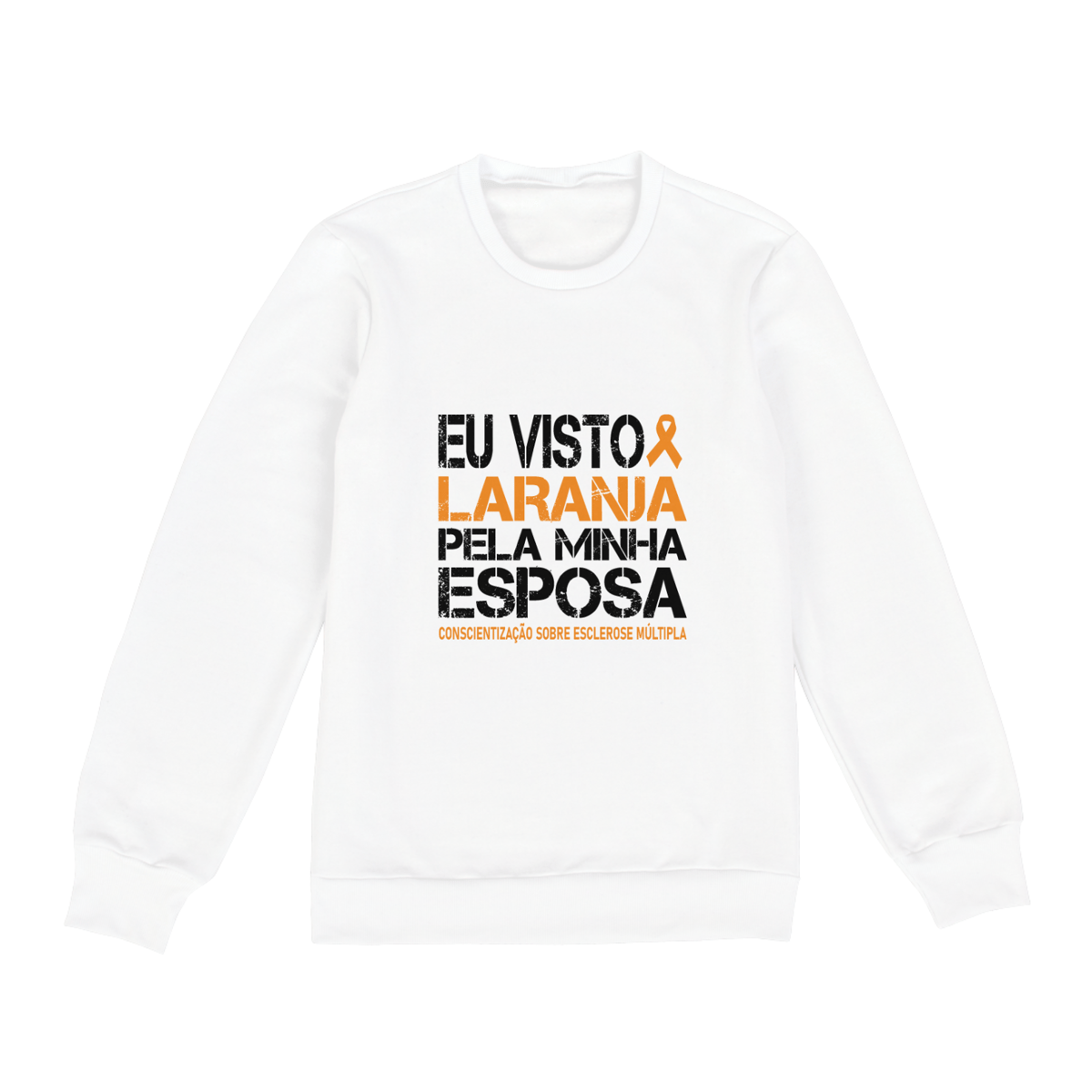 Nome do produto: Eu visto laranja pela minha esposa -- Manga Longa Branca