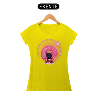 Nome do produto Camiseta  Gato Foto com Donuts  Pawtopia Feminina