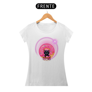 Nome do produto Camiseta  Gato Foto com Donuts  Pawtopia Feminina