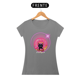 Nome do produto Camiseta  Gato Foto com Donuts  Pawtopia Feminina