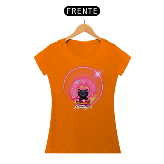 Nome do produto Camiseta  Gato Foto com Donuts  Pawtopia Feminina