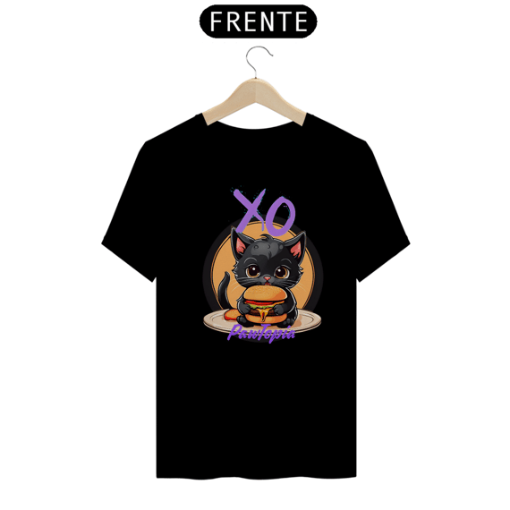 Camiseta Gato Fofo Com hamburguer