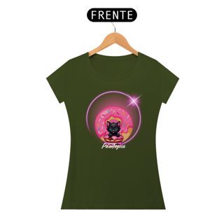 Nome do produto Camiseta  Gato Foto com Donuts  Pawtopia Feminina