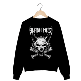 Nome do produto Moletom - Black Wolf Style (Wolf & Bones)