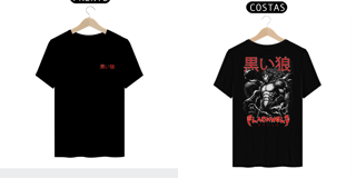 Nome do produto Camiseta - Kuroi Ōkami (Black Wolf Style)