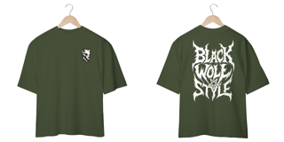 Nome do produto Camiseta Oversized - Black Wolf Skull (costas logo)