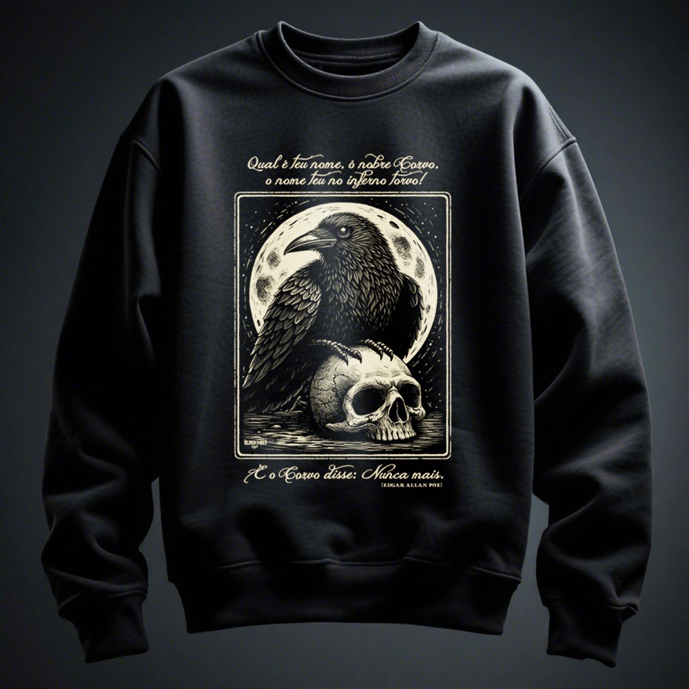 Nome do produto: Moletom - E o corvo disse...(Poe)