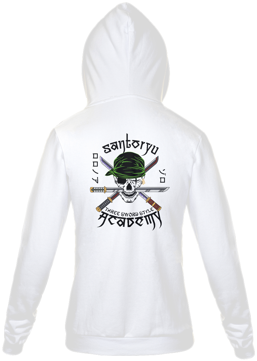 Nome do produto: Moletom Santoryu branco com zíper unissex