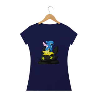 Nome do produtoCamiseta Feminina- Stitch, Pikachu e Banguela