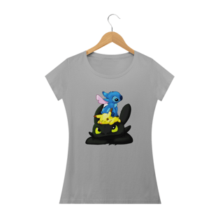 Nome do produtoCamiseta Feminina- Stitch, Pikachu e Banguela