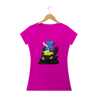 Nome do produtoCamiseta Feminina- Stitch, Pikachu e Banguela