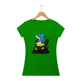 Nome do produtoCamiseta Feminina- Stitch, Pikachu e Banguela