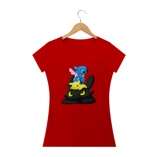 Nome do produtoCamiseta Feminina- Stitch, Pikachu e Banguela