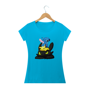 Nome do produtoCamiseta Feminina- Stitch, Pikachu e Banguela