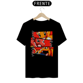 Camiseta Pokemon (evolução charmander) - Preta