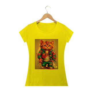 Nome do produto Camiseta Feminina Street Style Cat - Atena™