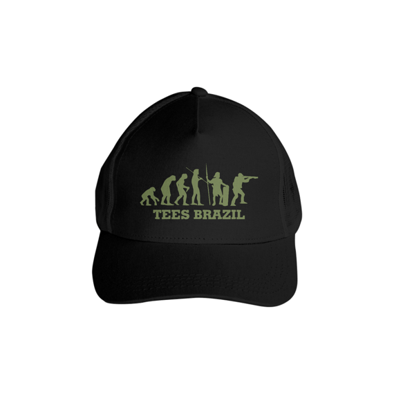Boné Trucker de tela Evolução tatica (preto/verde oliva)