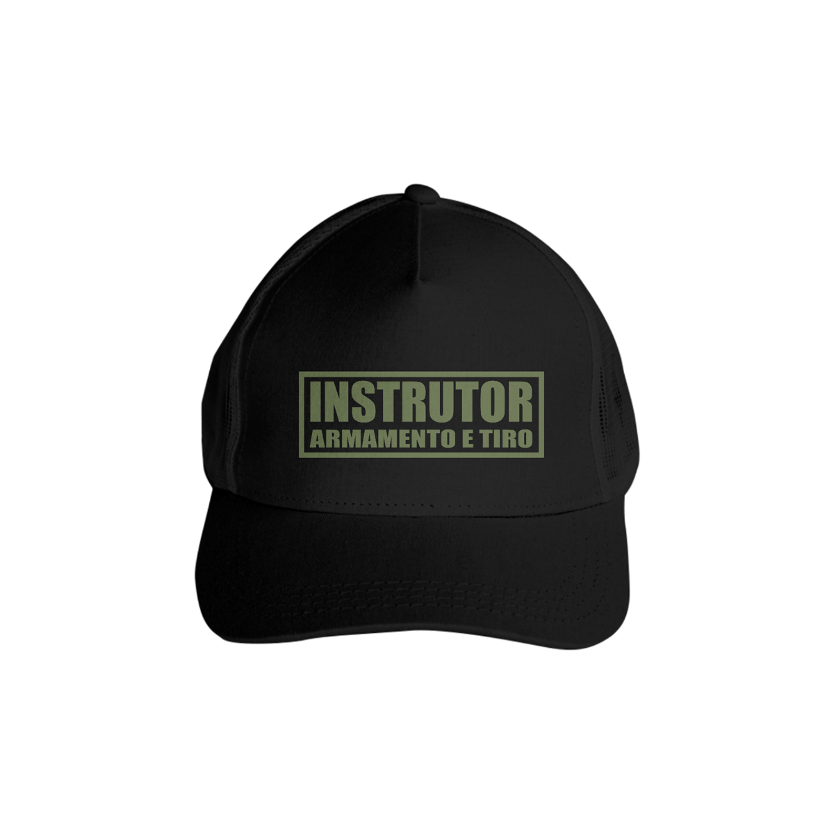 Nome do produto: Boné trucker de tela, I.A.T (preto/verde oliva0