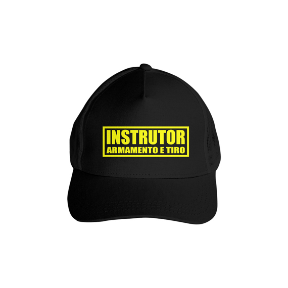 Boné trucker de tela, I.A.T (preto/amarelo)