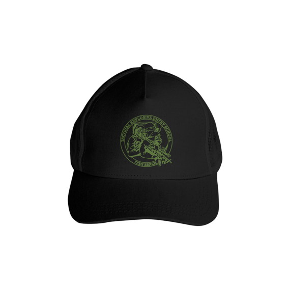 Boné Trucker de tela TEES (preto/verde oliva)