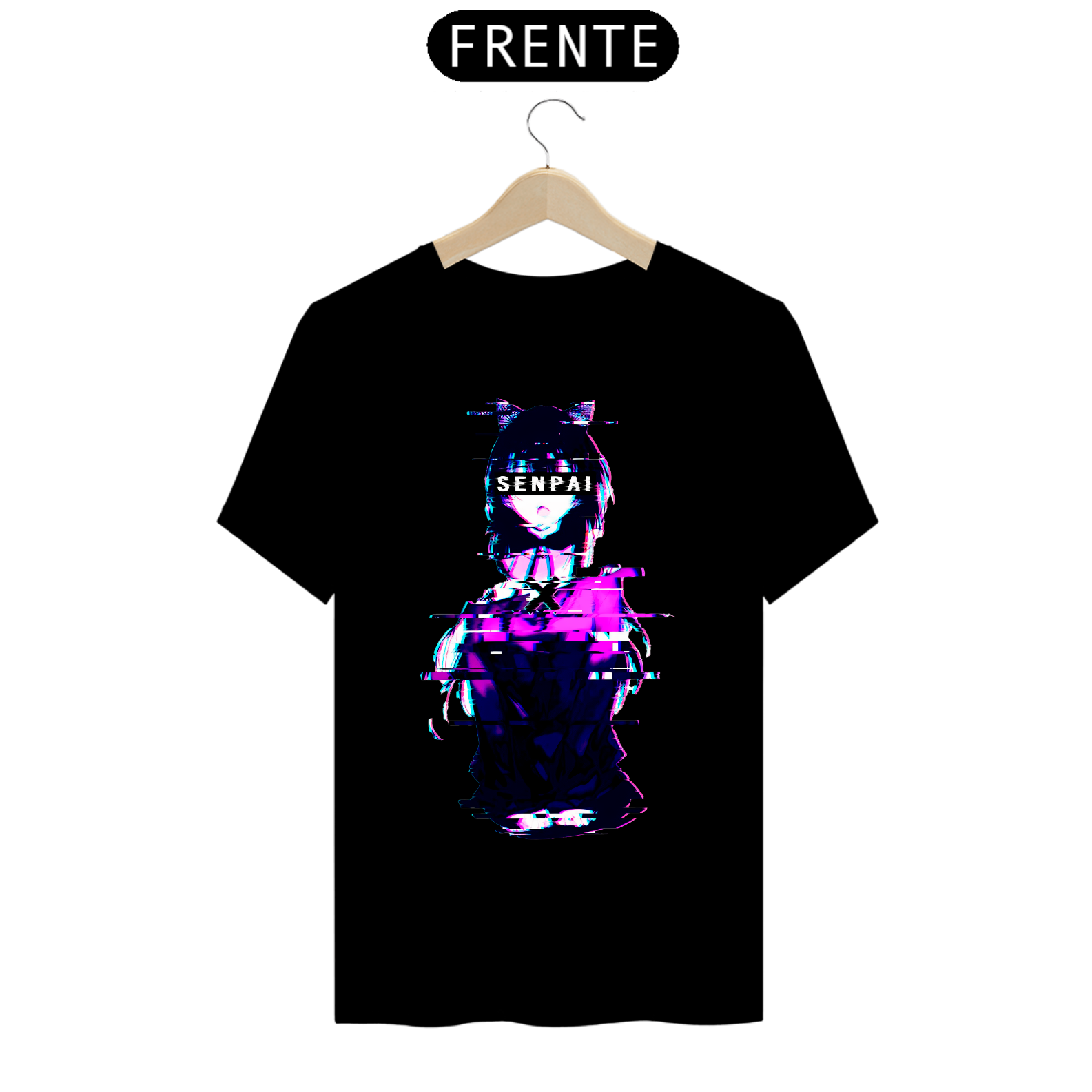 T-SHIRT GIRL GLITCH CAT SENPAI