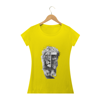 Nome do produto Camiseta feminina a Cruz o Cordeiro e o Leão 