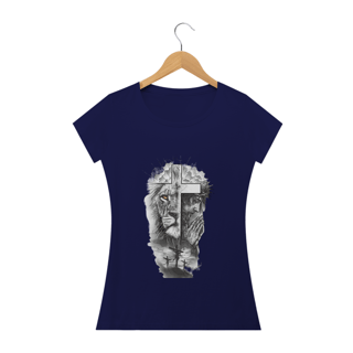 Nome do produto Camiseta feminina a Cruz o Cordeiro e o Leão 