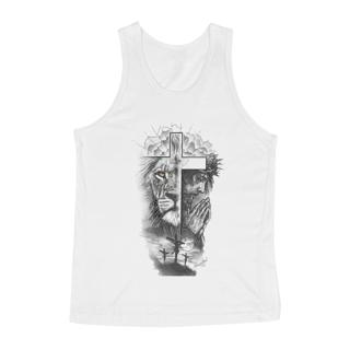 Camiseta regata a Cruz o Cordeiro e o Leão 