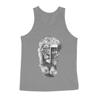Nome do produto Camiseta regata a Cruz o Cordeiro e o Leão 