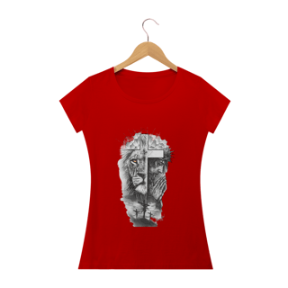 Nome do produto Camiseta feminina a Cruz o Cordeiro e o Leão 