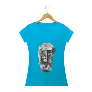 Nome do produto Camiseta feminina a Cruz o Cordeiro e o Leão 