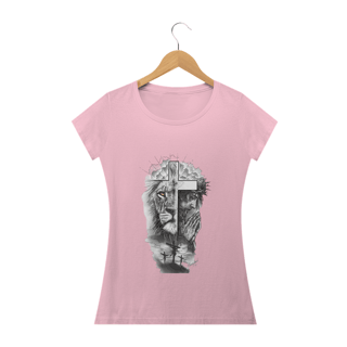 Nome do produto Camiseta feminina a Cruz o Cordeiro e o Leão 