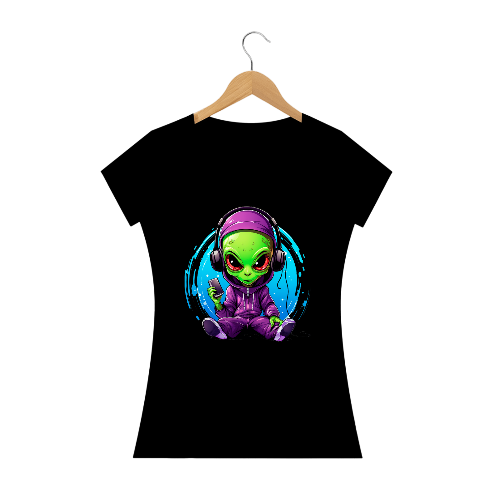 Camiseta Baby Long Alien Headphone