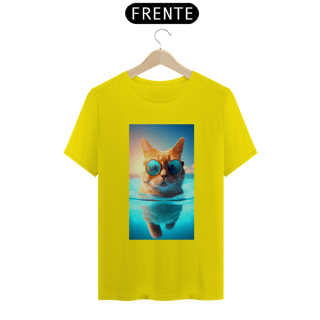 Nome do produto Camiseta Masculina Gato De Óculos Nadando