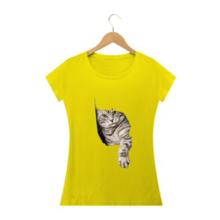 Nome do produto Camiseta Feminina Gato na Parede