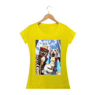 Nome do produto Camiseta Feminina Gatos com Sorvete