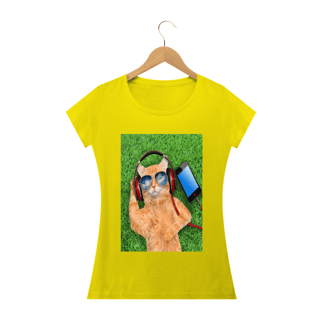 Nome do produto Camiseta Gato Com Óculos e Fone
