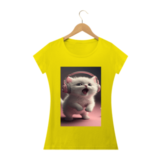 Nome do produto Gato Branco com Fone Rosa