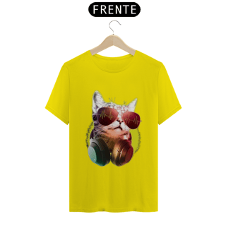 Nome do produto Camiseta Gato Com Óculos Escuros e Fone