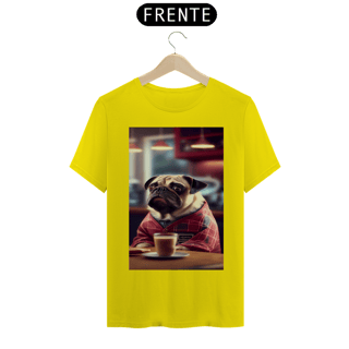Nome do produto Camiseta Pug tomando Café