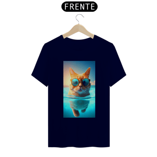 Nome do produto Camiseta Masculina Gato De Óculos Nadando