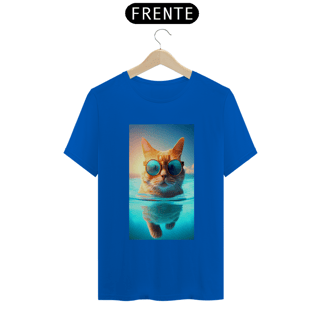 Nome do produto Camiseta Masculina Gato De Óculos Nadando