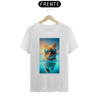 Nome do produto Camiseta Masculina Gato De Óculos Nadando