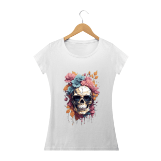 Nome do produto Camiseta Feminina Caveira Com Flores